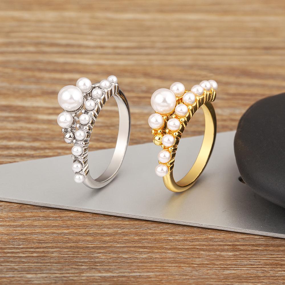 Nidin High Quality Original Design Retro Pearl Beaded Ring Open Adjustable For Women Fashion Party Finger Charm Jewelry Gift