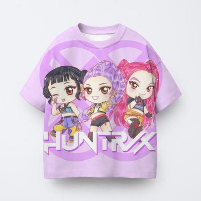 Kpop Witch Hunting Group 3D Printing Children's T-shirts, Girls' Cartoon T-shirts, Boys' Anime T-shirts, Children's Kawaii T-shi