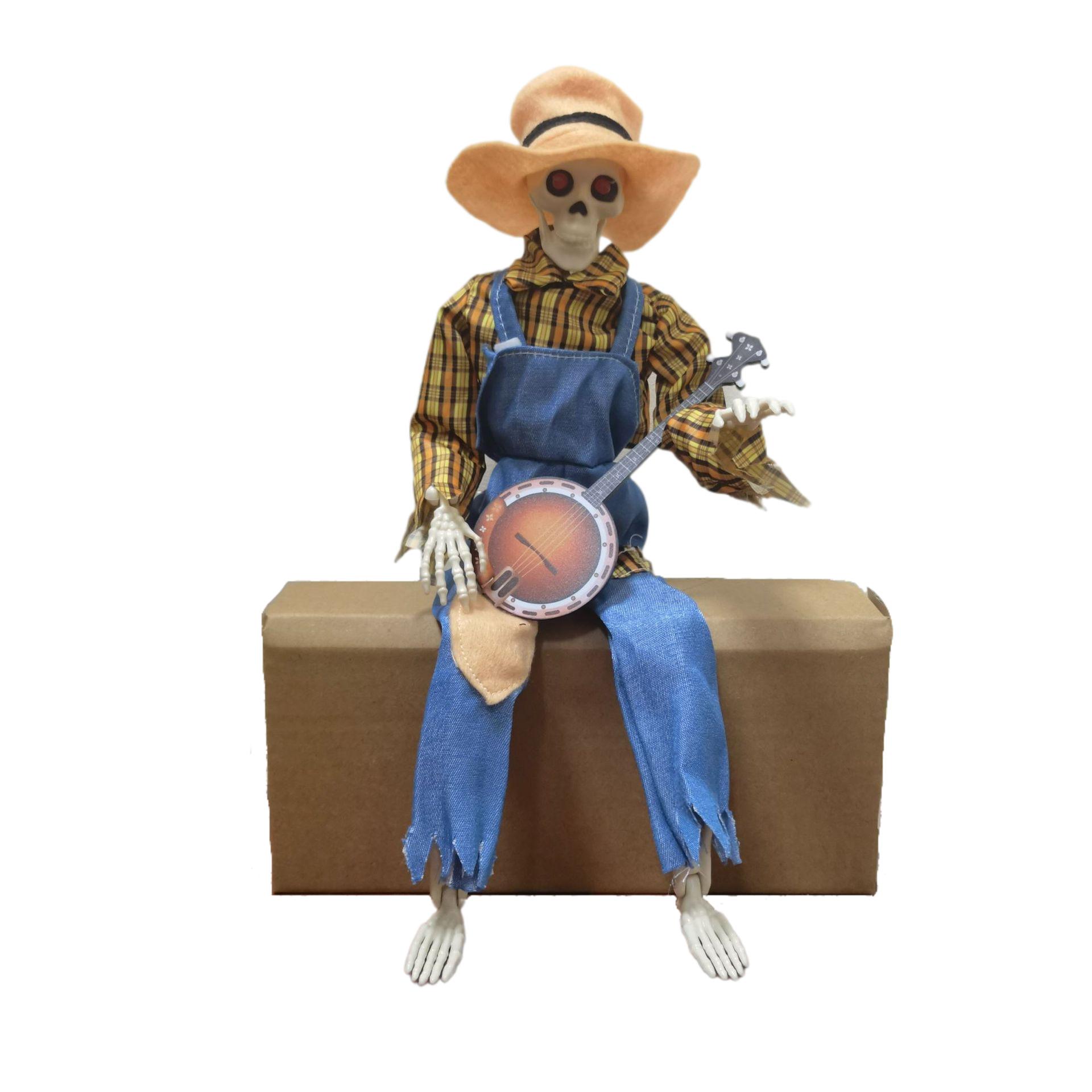 Halloween Banjo Scarecrow Playing Skeletons Animatronics