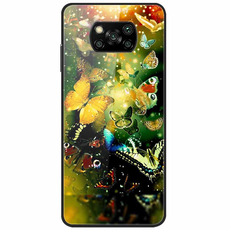 Etui na Poco X3 Pro Modne Urocze Szkło Hartowane Luksusowe Pokrowce Coque dla Xiaomi Poco X3 NFC Etui PocoX3 X 3 Zderzak Ochronny