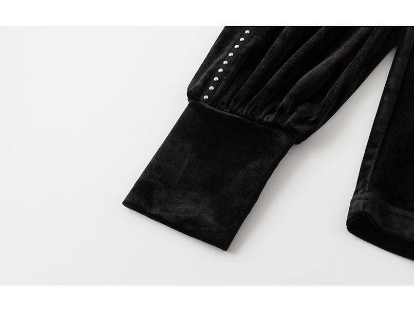 Women's Gold Velvet Flannel Shirt - Thick, Long Sleeve Base Layer for Autumn/Winter 2025