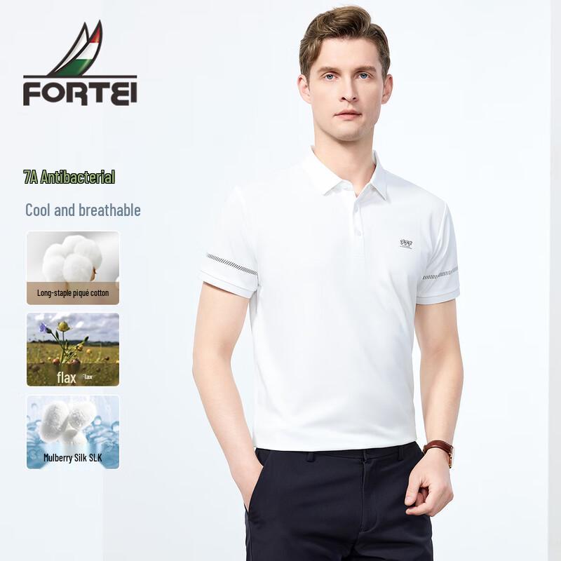 

FORTEI Men s 7A Antibacterial Silk-Cotton Polo Shirt L