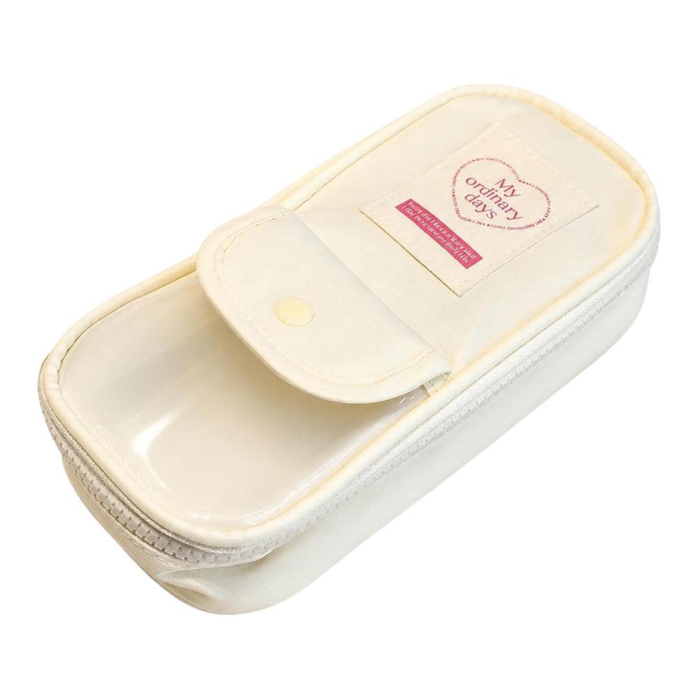 Large Capacity Pencil Case Transparent Window Stationery Storage Bag Vintage Pencil Bag