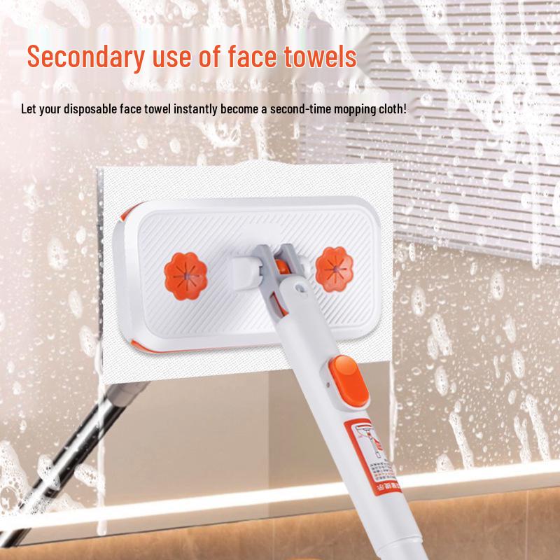

Hands-Free Reusable Washcloth Mop with One-Key Cloth Removal білий
