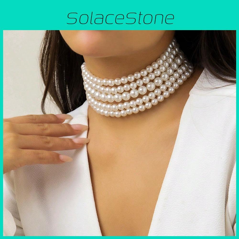 Jewelry Women Fashion Collection With Multi Layer Pearl Alloy Pendant Work For