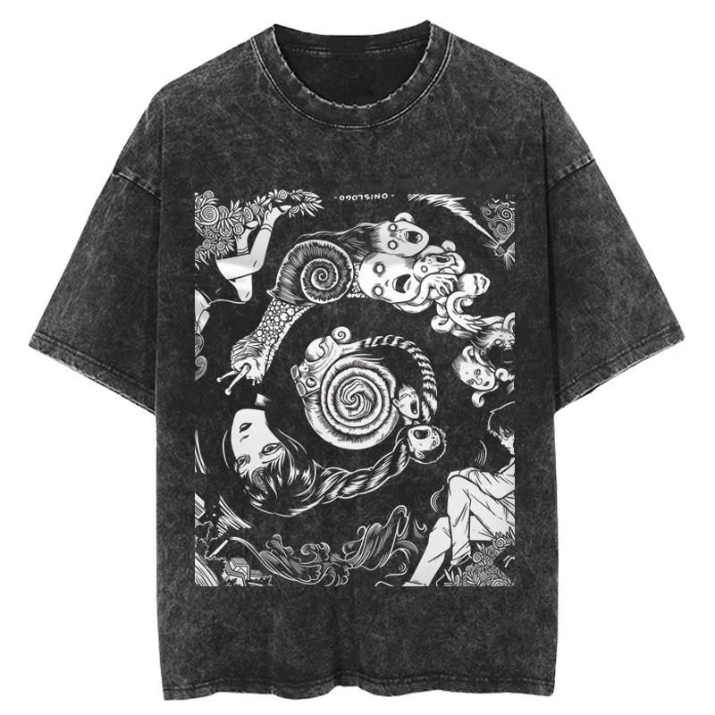 Summer Print Cotton Tomie Junji Ito Washed T-shirt  Harajuku  Y2k Top  Women Clothing Graphic T Shirts