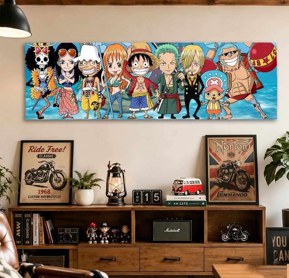 One Piece Straw Hat Crew Q Tapestry, Luffy Zoro Sanji Anime Wall Hanging 40X150CM