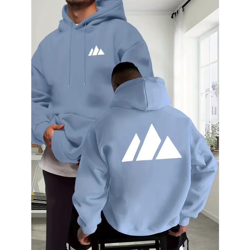 Maglione Casual con Cappuccio da Uomo Autunno/Inverno con Fantasia Bianca di Montagna Elementi Sportivi con uno Stile Rilassato Casual da Esterno.