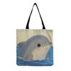 Women Vintage Linen Tote Bag - Large Capacity Print Shoulder Handbag for Casual & Grocery Shopping KTB