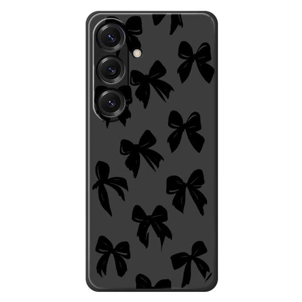 

Для Samsung Galaxy S25 Чехол Черный Принт с узором банта Прямой край ТПУ Задняя крышка для телефона Black
