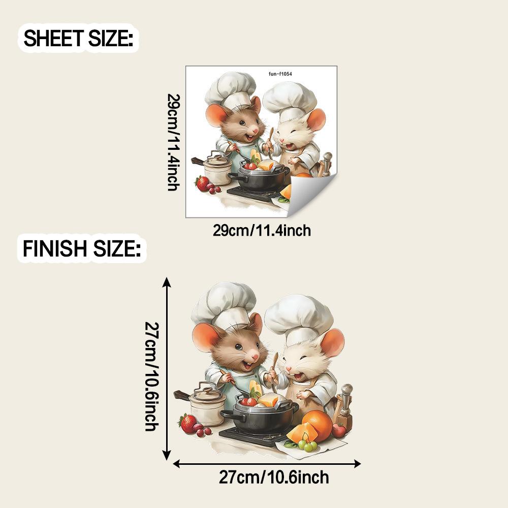 Rato Cozinheiro de Desenho Animado Cozinhando Cozinha Adesivo de Parede Decoração de Casa Decalque Removível Autoadesivo