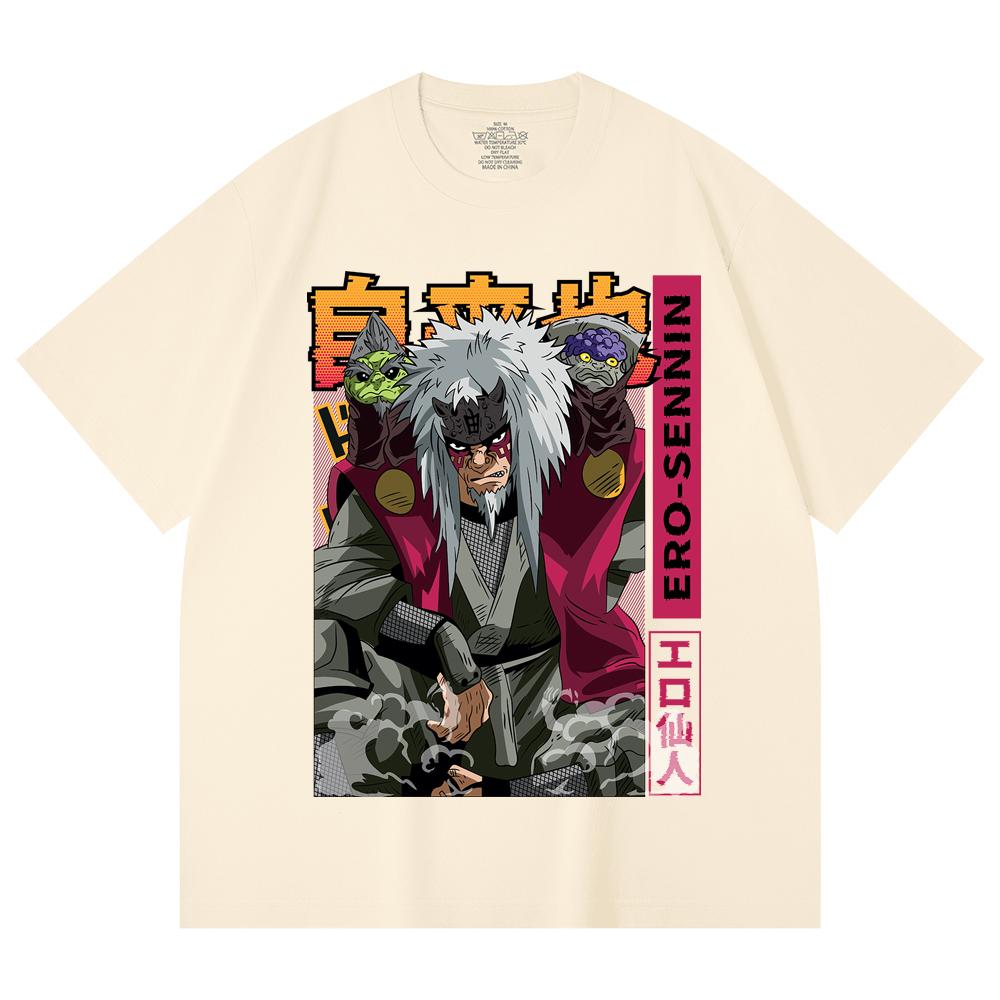 230 Gsm 100% Cotton Naruto V9 Jiraiya Print Unisex Heavy Cotton T Shirt XS абрикосовый