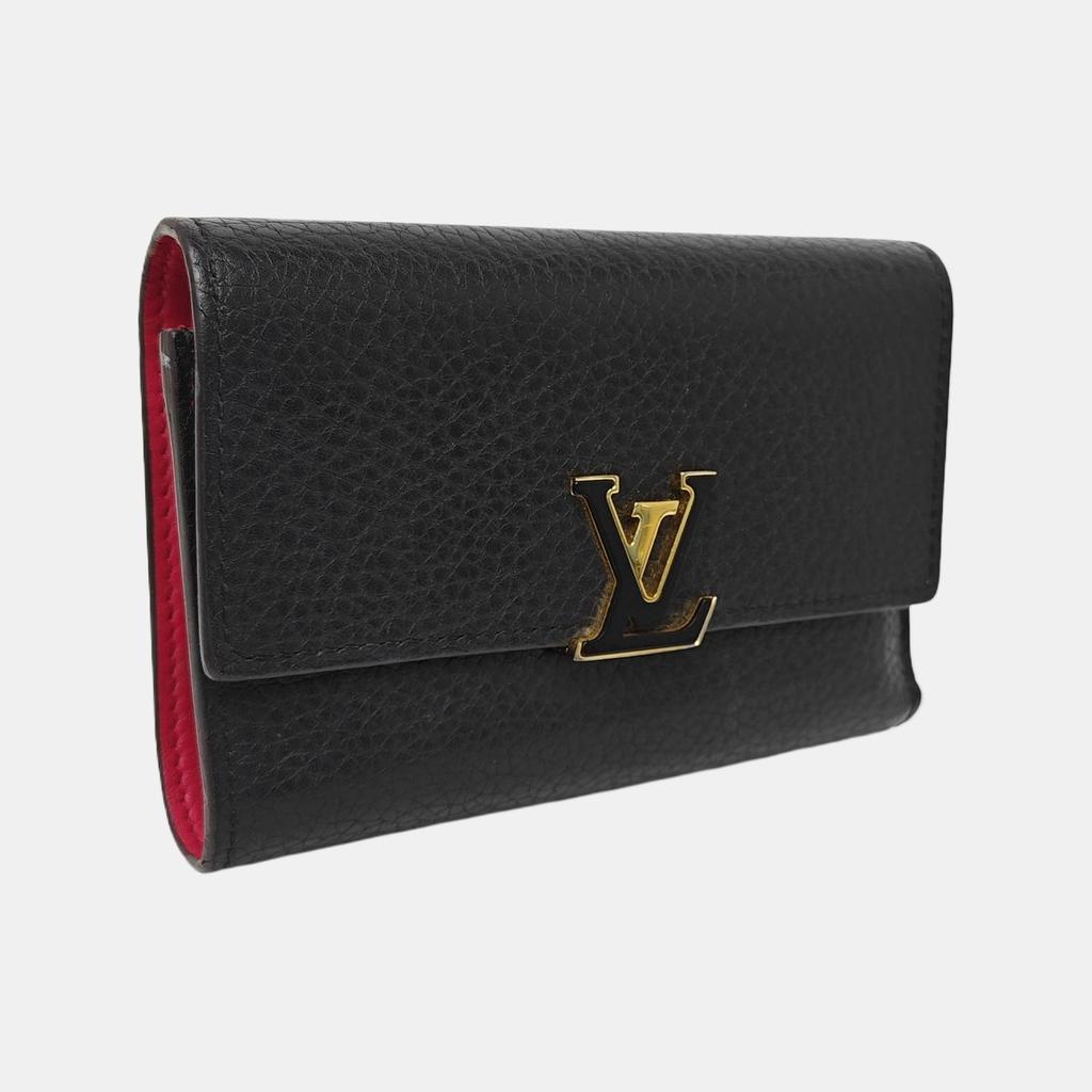 [Pre-Owned] Louis Vuitton Capucines Compact Wallet 'Black Taurillon Leather' - Good #1T15QW5