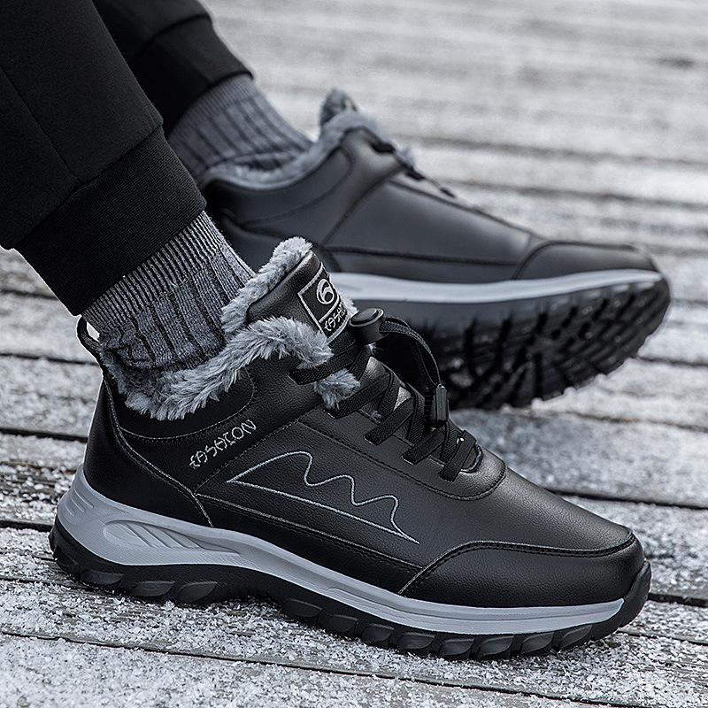 Genuine winter wool cotton shoes thickened and velvet mother snow boots medium warm walking shoes