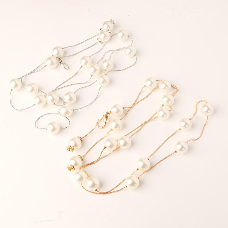 Women'S Pearl Waist Chain Dress Wedding Dress With Waist Chain Xiaoxiang Decorative Fine Belt Sweater Chain