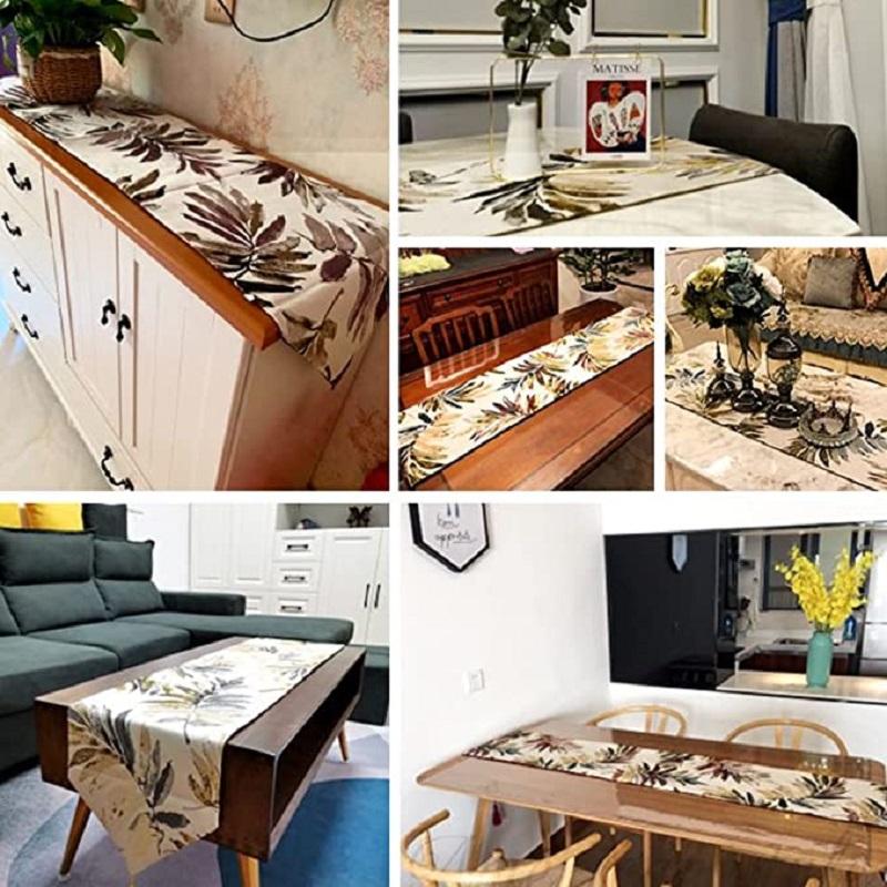 Inyahome Multi-Size Elegant Table Runners Cotton Linen for Home Dining Table Decorative Coffee Jacquard Tea Table Camino De Mesa