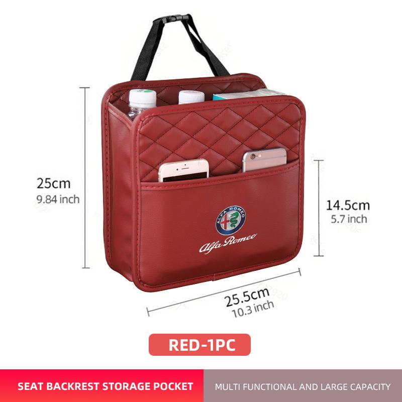 Car Rear Seat Back Storage Bag Car Stickers For Alfa Romeo Giulia Giulietta Tonale MITO Stelvio Brera fw6