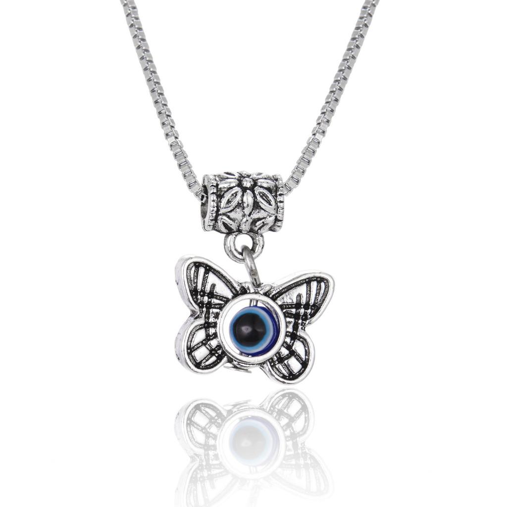 Butterfly And Elephant Alloy Pendant Chain With Blue Eyes For Trendy Fashion