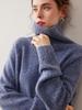 Autumn/Winter 2025 Women's Cashmere High Neck Loose Cardigan, Marled Yarn Knit, Plus Size.