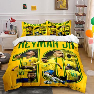 Neymar fotbalové highlighty Tisk Povlečení 1 Povlak na přikrývku 2 Povlaky na polštář pro dospělé a děti Luxusní dárek Plná velikost