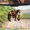 Realistic Horse Car Pendant 2D Acrylic Western Cowboy Horse Car Charm Keychain Rearview Mirror Decoration Gift for Equestrian Lovers