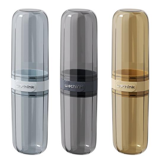 Toothbrush Storage Box Transparent Portable Travel Case with Leak-Proof Lid Integrated Mouthwash Cup Toothbrush