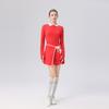 Womens Tennis Dress With Contrast Polo Collar High-Elastic Fit Built-in Shorts Breathable Knit Sport Set