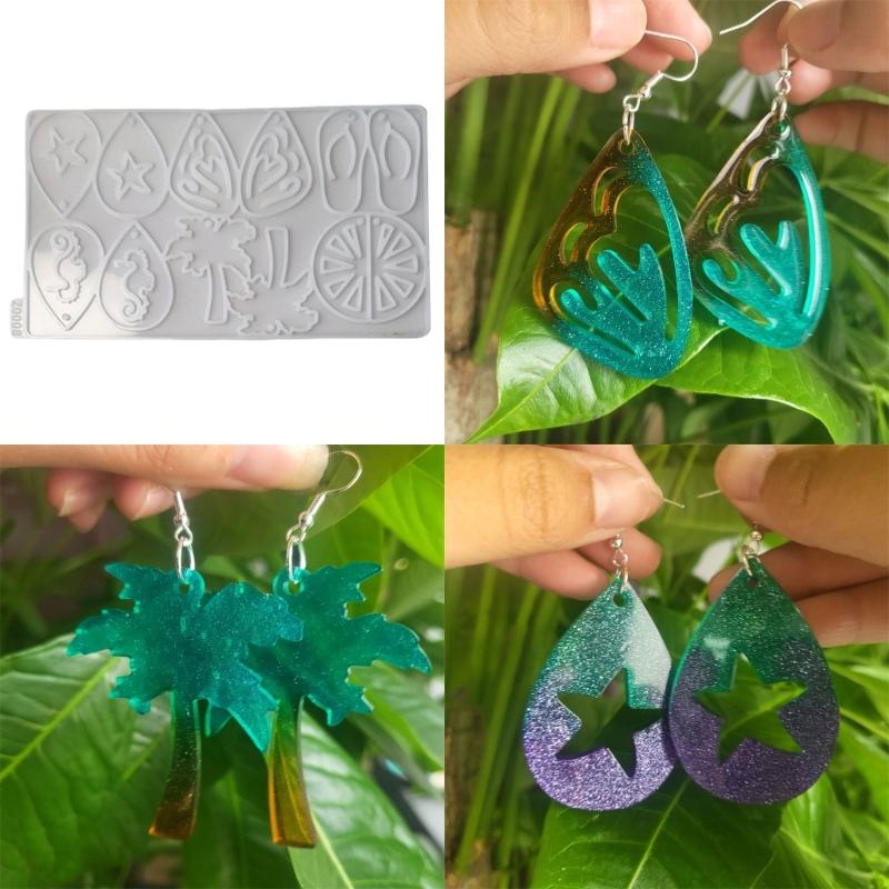 Easy to Use Silicone Pendant Mold Earrings Molds Hollow Jewelry Molds Silicone Texture Gift for Jewelry Enthusiasts