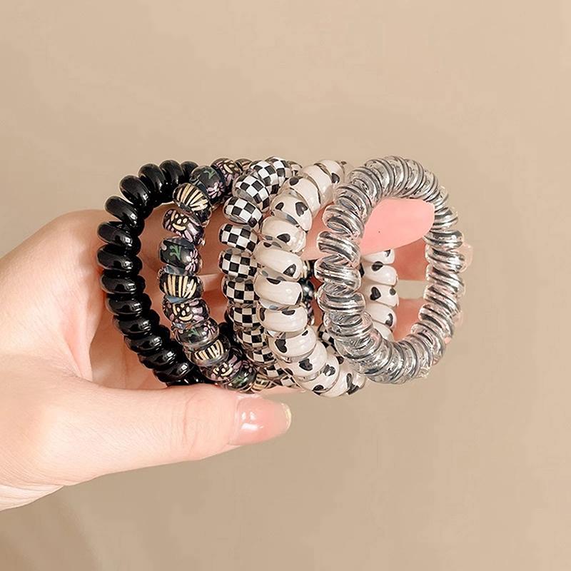 

5 шт. цветные телефонные провода кольца для волос для девочек бесследные пружины эластичные повязки для волос для женщин головной убор резинки для волос резинки чёрный