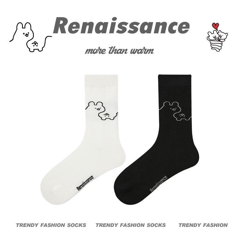 Renaissance Cartoon Funny Socks - Unisex Cotton Mid-Calf for Spring, Summer, Autumn