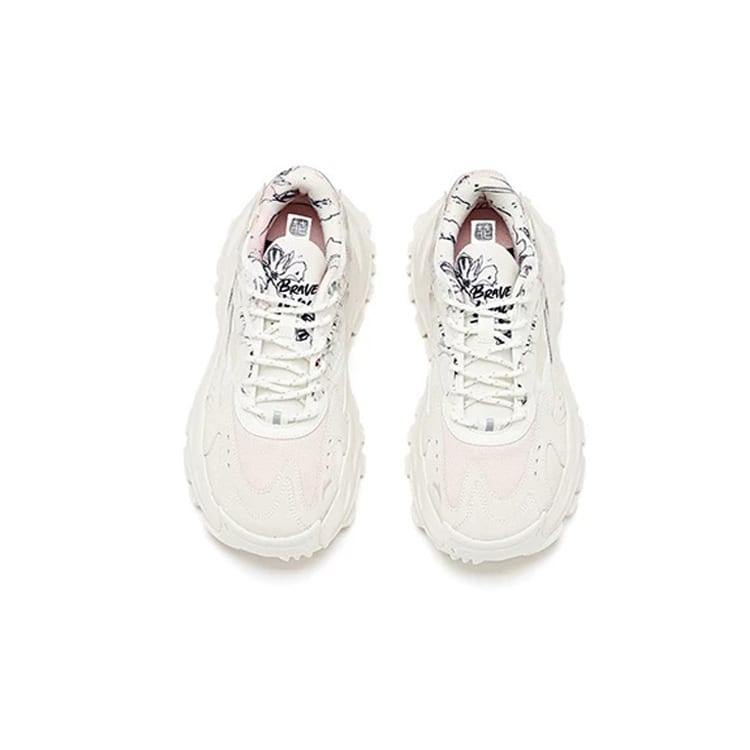 HUAMULAN X Anta Hot Cushioning Slip Resistant Abrasion Resistant Low Top Chunky Sneakers Women's White Pink 922018842-9