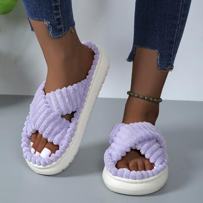 Mode Automne et Hiver 2024 Pantoufles d'Intérieur pour Femmes à Sangle Croisée et à Semelle Souple, Pantoufles à Semelle Épaisse Antidérapantes pour Femmes