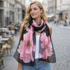 Floral Print Sunscreen Shawl Long Shawl Silk Elegant Chiffon Scarf  Women's Fashion
