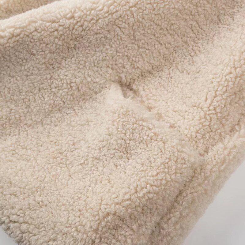 European & American Women's Street Fashion Turn-Down Collar Fuzzy Coat