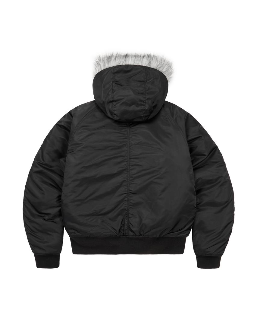 Aakam Hooded Fur Ma-1 Jacket (Black)
