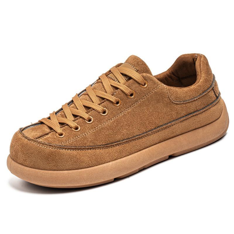 Classic Series Of Comfortable Men'S Round-Toed Casual Versatile Walking Shoes With Retro Flat Toe Cap For Autumn And Winter