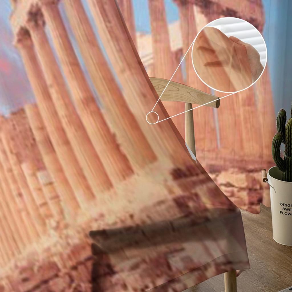 Parthenon Sunset Pink Clouds Sheer Curtain For Living Room Bedroom Voile Curtains For Window Organza Curtains Party Tulle Drapes