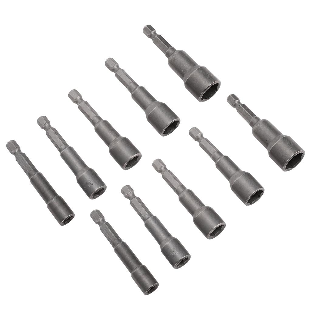 2 Set Magnetic Hex Socket Set 1/4in Shank 65mm Screw Nut Driver Setter Drill Bit 1/4in 5/16in 3/8in