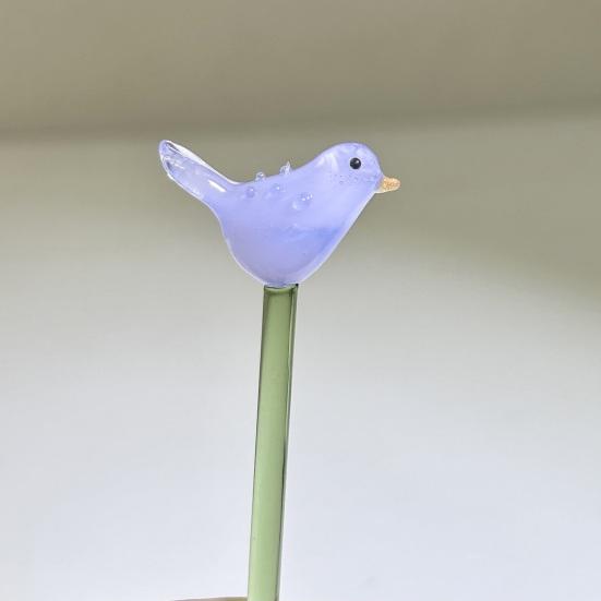 Hand Blown Mini Glass Figurines Collectible Tiny Bee Bird Dragonfly Butterfly Sculpture with Stem for Home Office Birthday Anniversary Gift