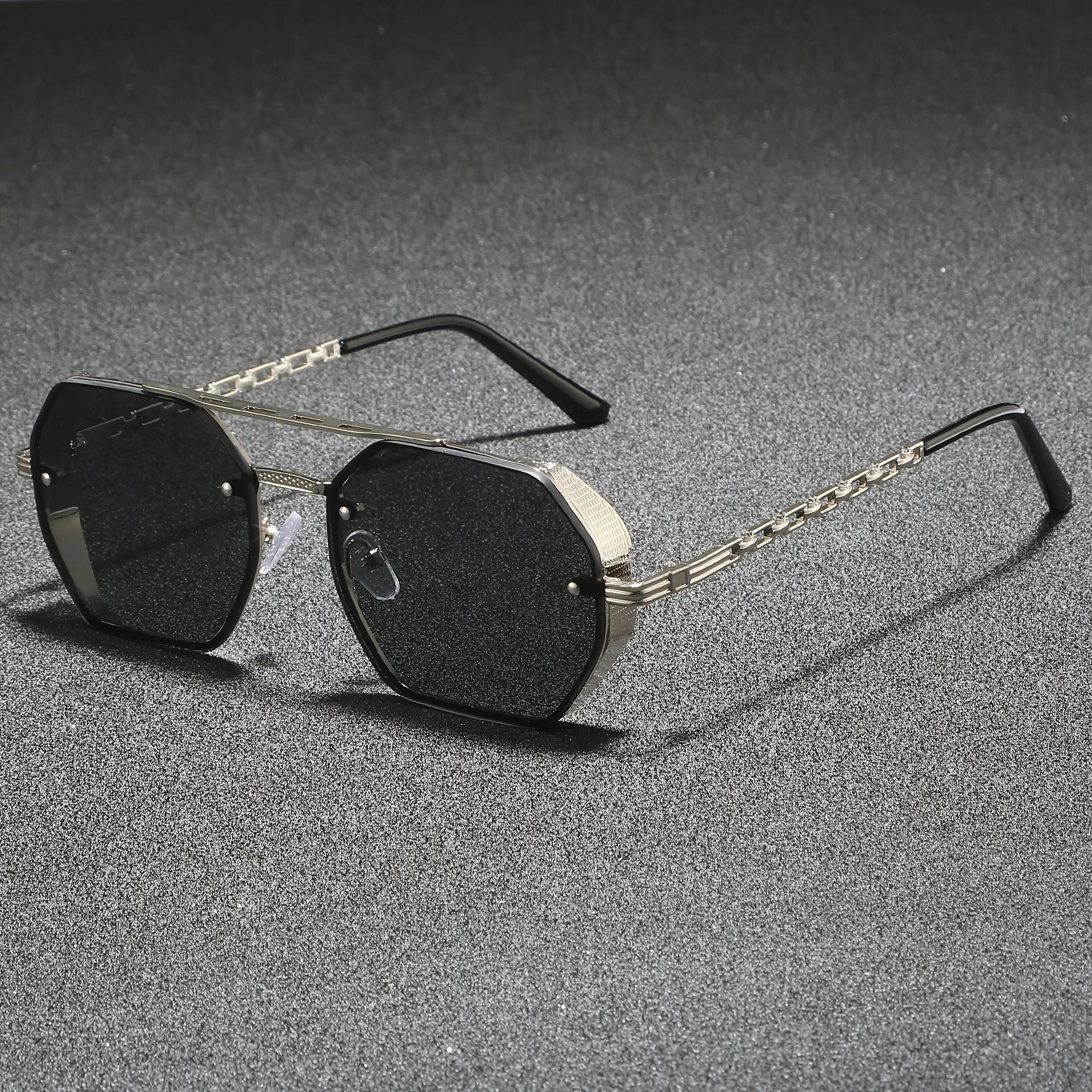 

Trendy Square Designer Sunglasses Women Men Metal Frame Colorful Sun Glasses Female Male Brand Fashion Double Bean Shades UV400