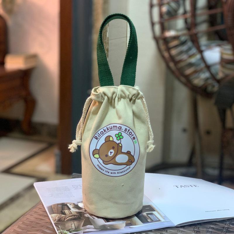 New Canvas Bundle Portable Tote Bag Thermos Cup Braised Cup Protective Bag Thermal Insulation Bucket Bag Handheld Mom Bag