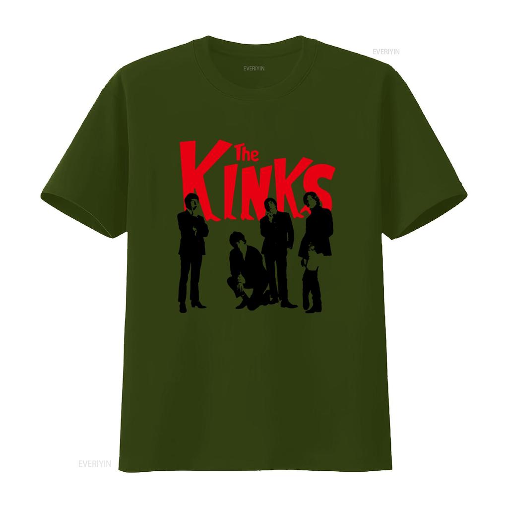 The Kinks Band Print T Shirt Rock Music Fans Casual vintage Washed Unisex Slightly Stretched Versatile homme Stylish
