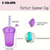 1/2/4Sets Expandable Siphon Straw Cup 6 Color Plastic Juice Mug with Leakproof Lid Portable Travel Home Kids Water Bottle Cup