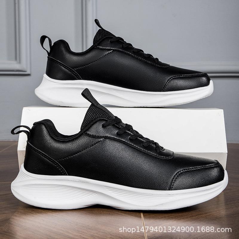 Fiber leather season sports shoes men's soft sole waterproof and non-slip black kitchen work sports shoes new