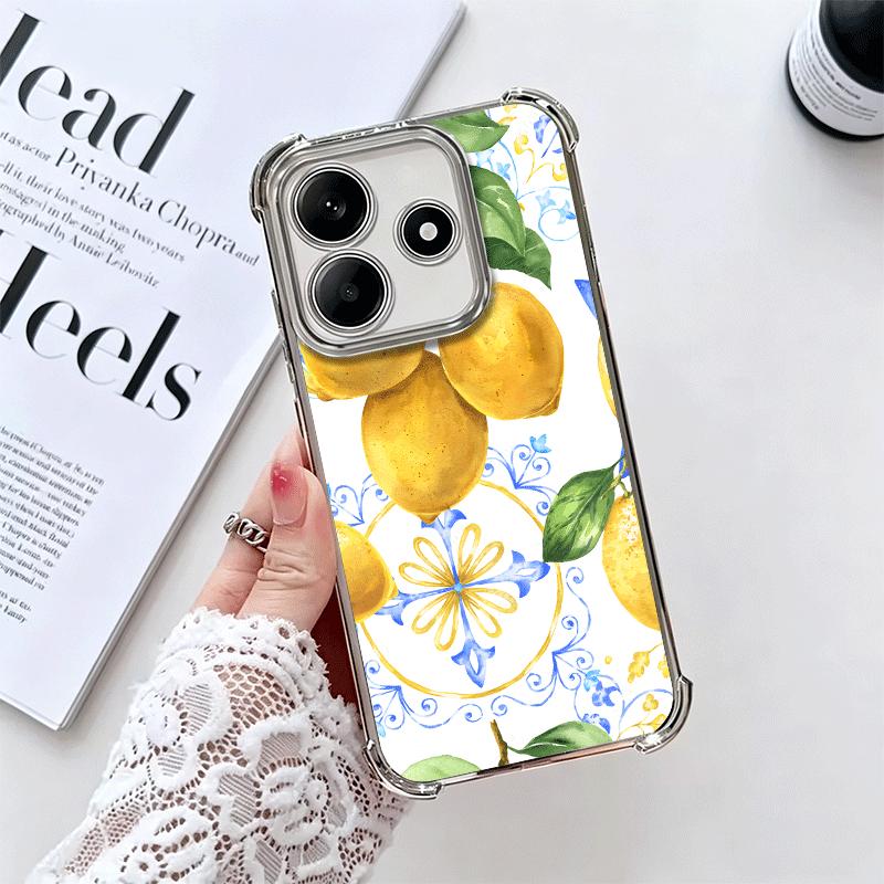 Summer Fruits Lemon Soft Phone Case For Xiaomi Redmi Note 14 15 Pro Plus 13 12 11S 11T 5G 10 9S 9 Plating Anti-Fall Fundas
