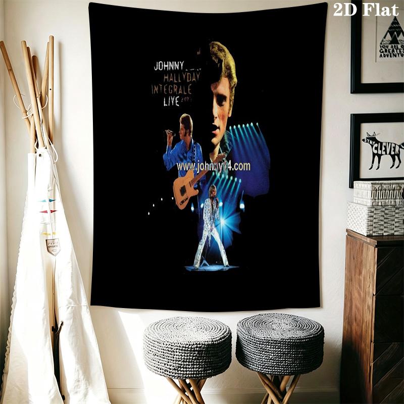 Johnny Hallyday Live Concert Poster Tapestry Fashion Print Background Cloth Background Wall Hanging Cloth Background Cloth Work Of Art