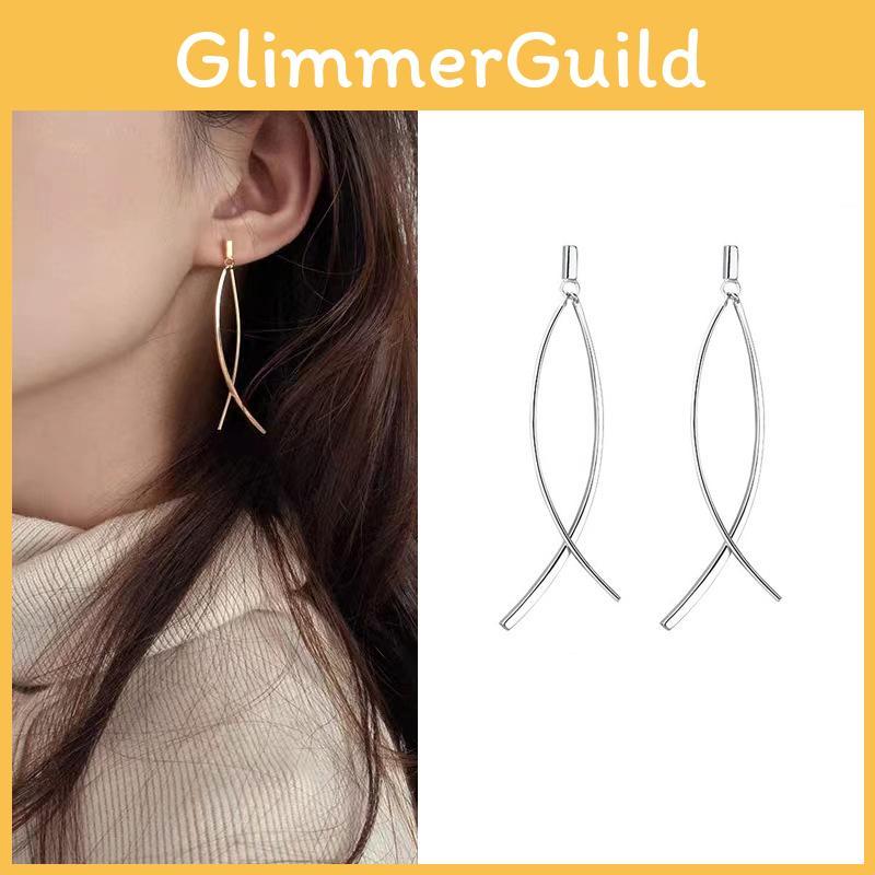 Chic Crossed Line Earrings Japanese Influence Sweet And Charming Individual