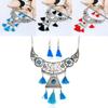Ethnic Style Simulation Gemstone Decoration Women Necklace With Tassel Design For Casual Wear