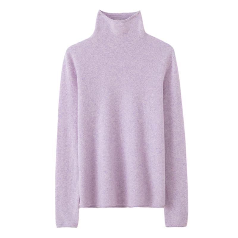Lekasha Women's 100% Pure Cashmere High Neck Seamless Knit Jacket for Autumn and Winter