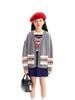 BarryBanny Long Knit Size for Elementary and Middle School Students Girls' Cardigan, Sweater, Coat, Sleeve, Outerwear, V-Neck, Gray, Warm,